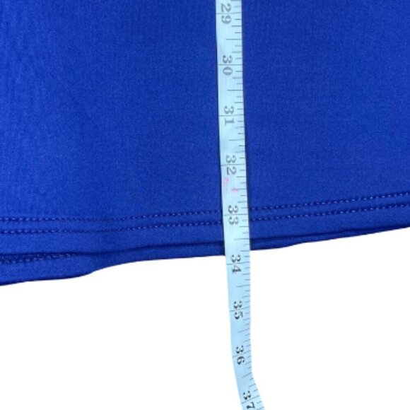 Tobi Women's Cobalt Blue Neoprene Swing Away Shift Low V-Neck Maxi Dress Sz L - Picture 9 of 10